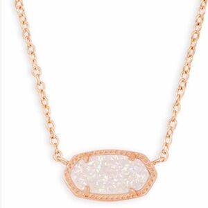 Kendra Scott Rose Gold Necklace with Sparkling White Pendant